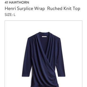 Stitch Fix 41 Hawthorn Henri Ruched Navy Top Sz Sm